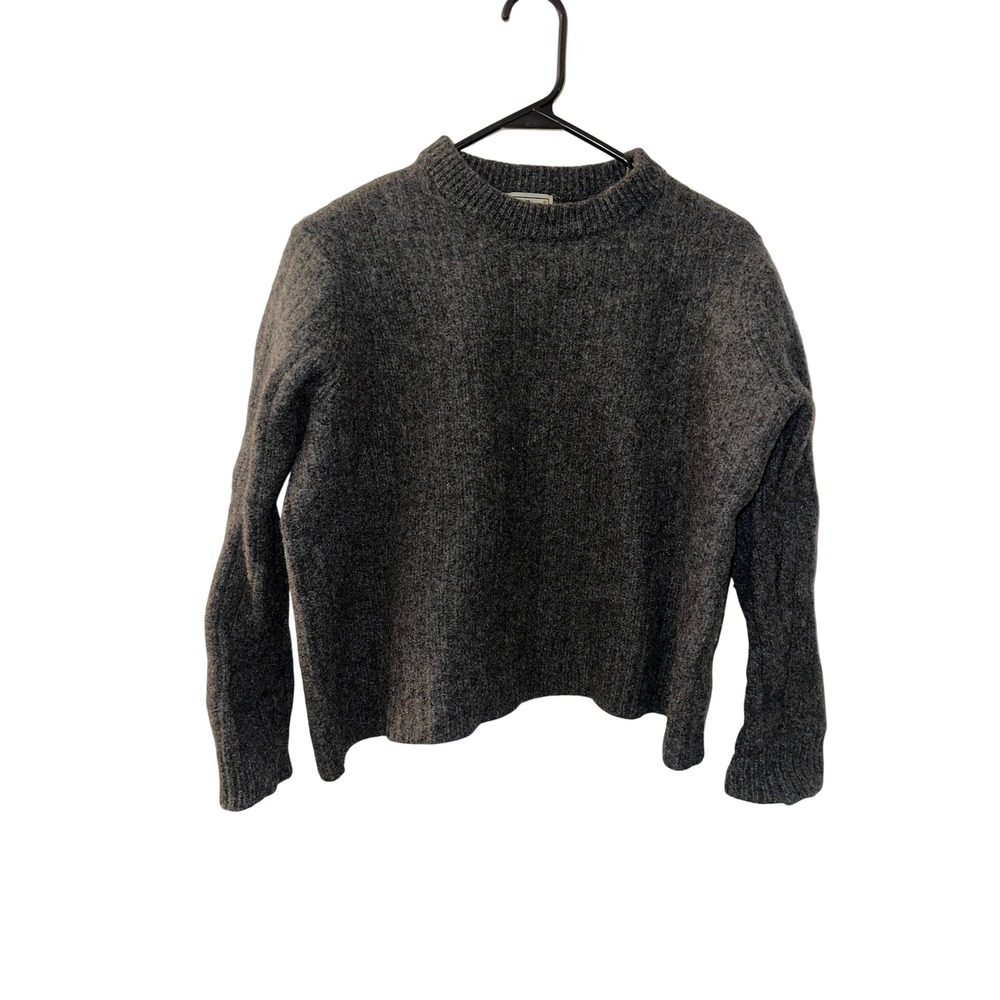 LL Bean Mens Charcoal Grey 100% Lambswool Crewneck Pullover Sweater 500586 M-Reg
